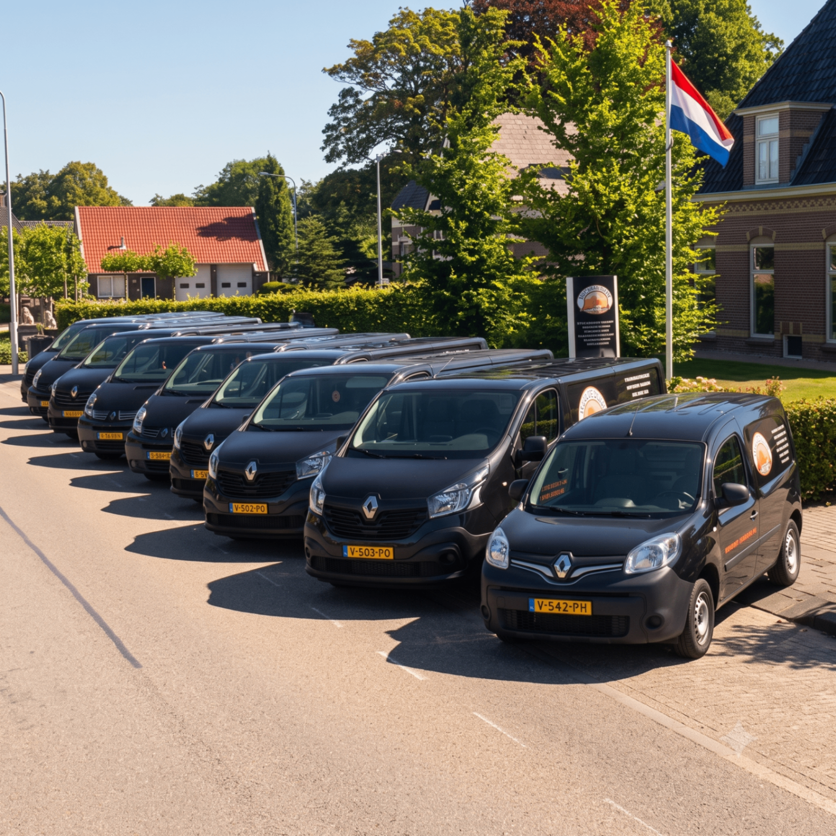 Het wagenpark van De Alde Stjelp voor de historische boerderij in Oosternijkerk